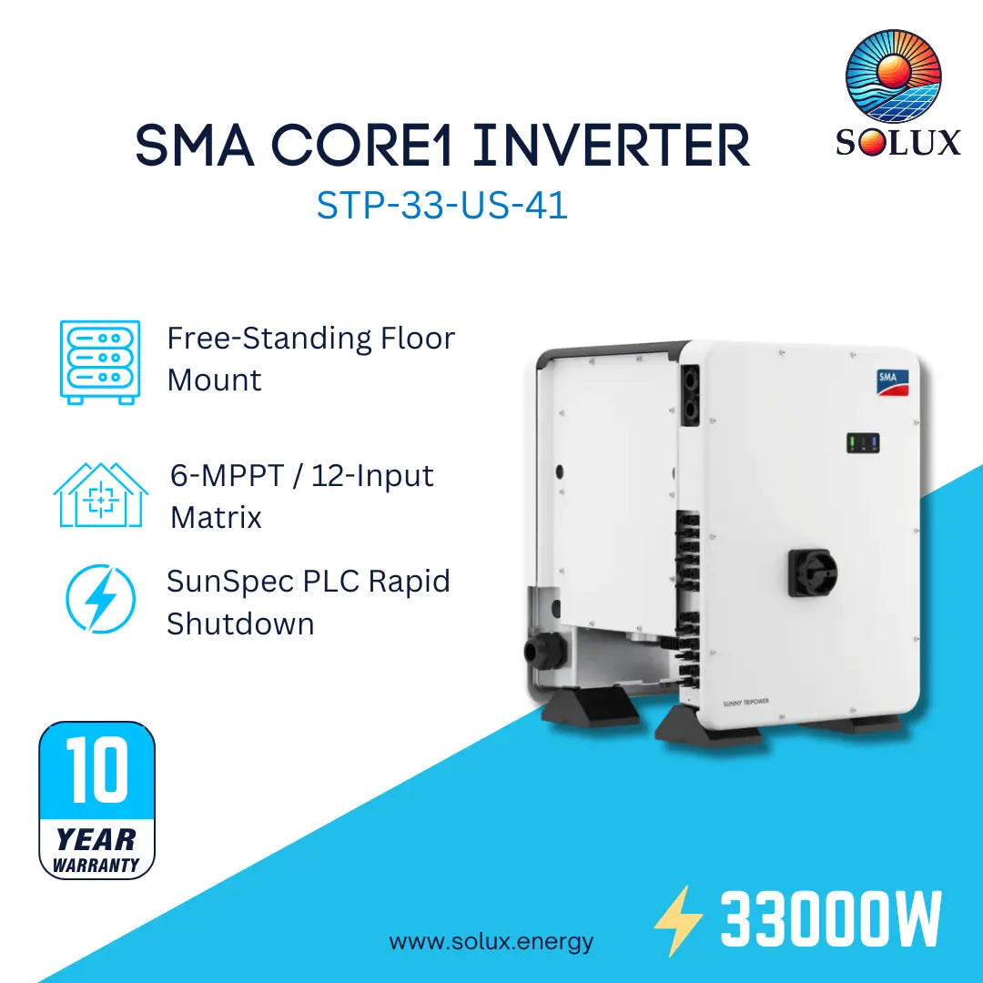 This is an image of sunny tripower core1 33kw free standing inverter